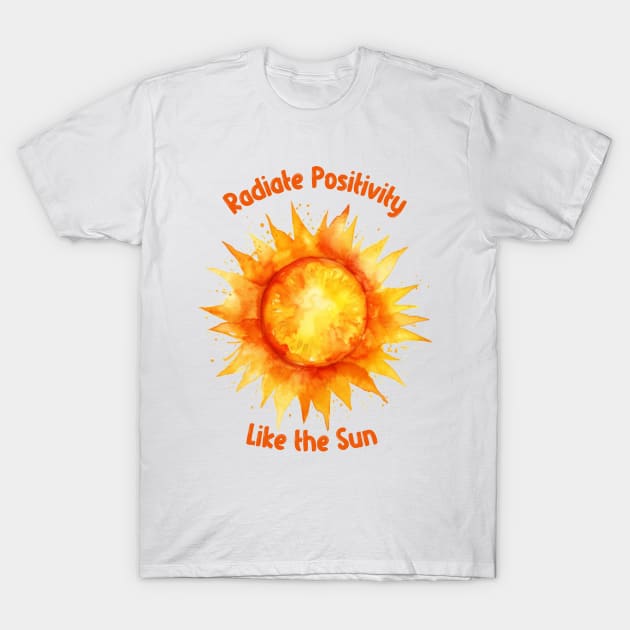 Radiate Positivity Brushed Watercolor Painted Sun T-Shirt by TeeCraftsGirl